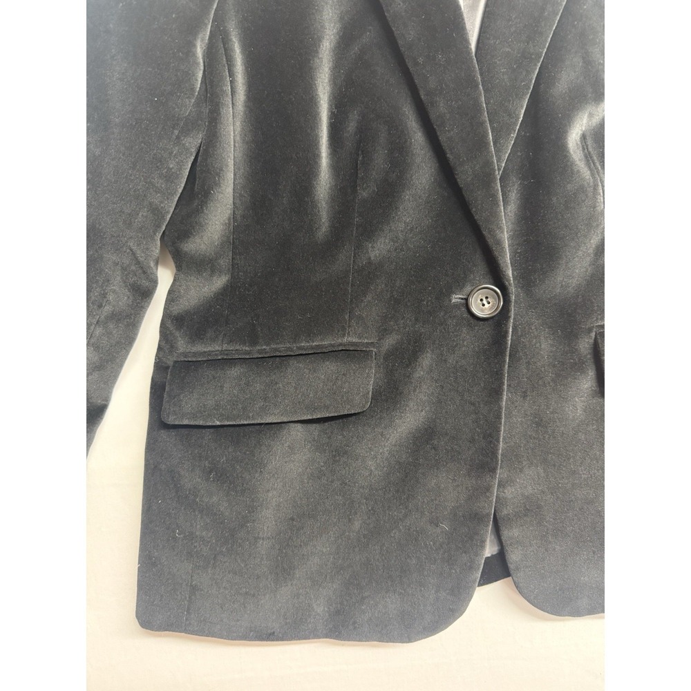 Talbots Petites 6P Black Velvet Blazer Jacket Women's Petite Classic One Button - Picture 7 of 11